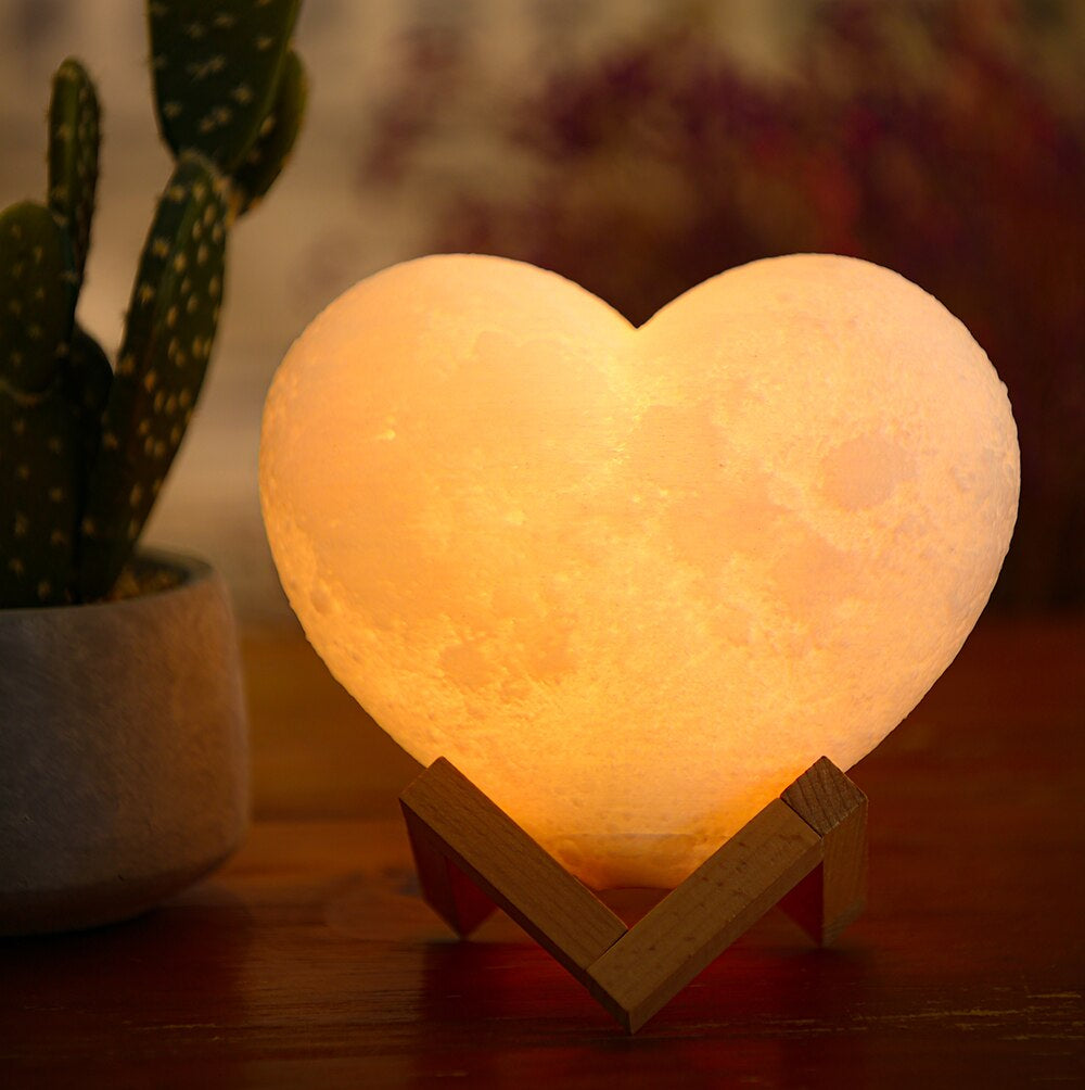 C2 3D Moon Lamp Night Light Love Heart Lamp USB Rechargable Girl Modeling Lamp Romantic Remote Shape Decoration Birthday Gift