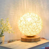 Creative USB Table Lamp Hand-Knit Lampshade Wood Moon Lamp Bedroom Home Wedding Decoration Moonlight Desk Light Bedside Lamp