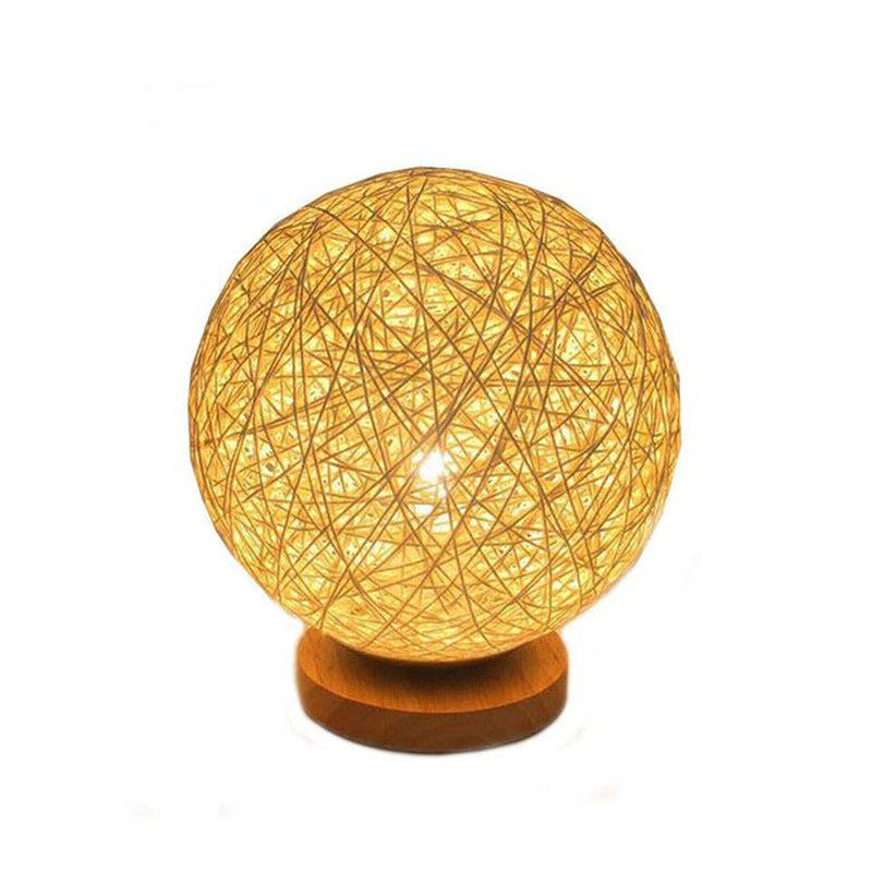 Creative USB Table Lamp Hand-Knit Lampshade Wood Moon Lamp Bedroom Home Wedding Decoration Moonlight Desk Light Bedside Lamp