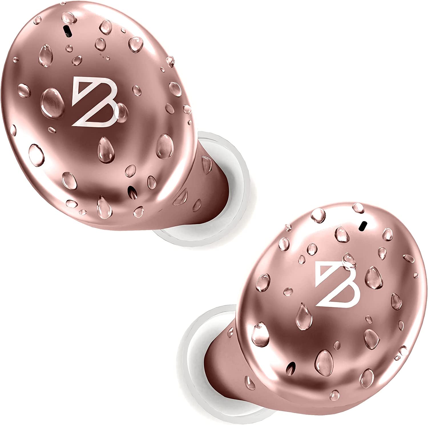 Tempo 30 Rose Gold Wireless Earbuds for Small Ears Women, Pink Bluetooth Earbuds for Small Ear Canals, Loud Bass Ear Buds Wireless Bluetooth Earbuds for Iphone, Android Earbuds Wireless Bluetooth Mic