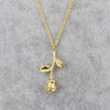 Stainless Steel Chain Gold Rose Flower Charm