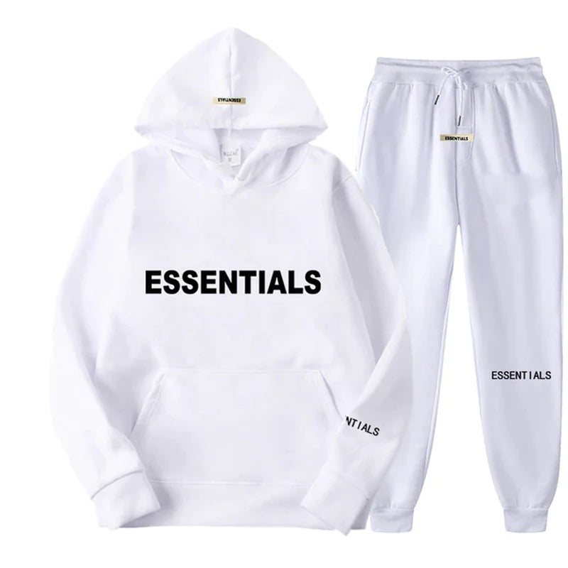 Essentials Autumn Winter Men'S Women'S Hooded Sweatshirt Set Reflective Letter Print Jogging Sweatshirt Street Couple Apparel